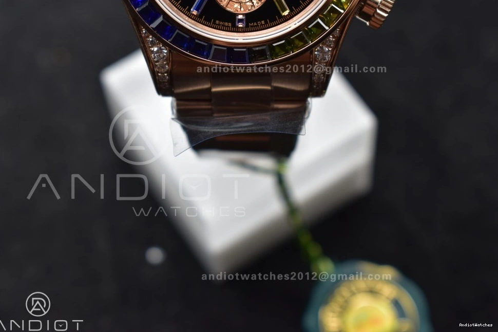 ZF SH Rainbow Bracelet Best 1:1 Diamonds 116595RBOW Durable Edition 776 Black RG Dial on Daytona 0416